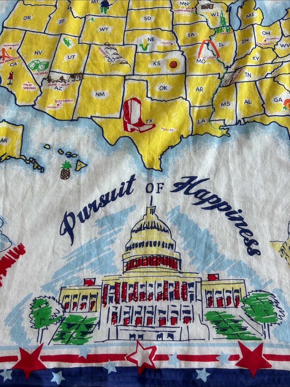 CAbi America The Beautiful Map Print Scarf in Yellow, Red, Blue, Green - Picture 3 of 4
